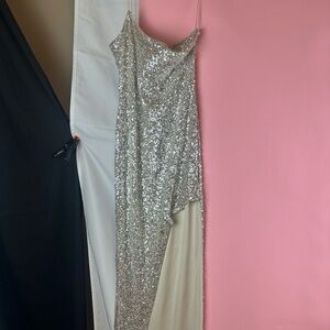 Silver Sequin Evening Dress